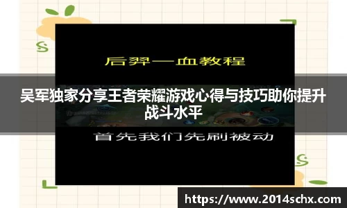 吴军独家分享王者荣耀游戏心得与技巧助你提升战斗水平