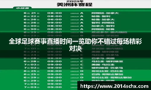 全球足球赛事直播时间一览助你不错过每场精彩对决
