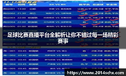 足球比赛直播平台全解析让你不错过每一场精彩赛事