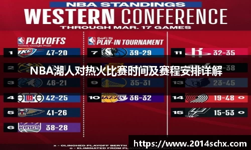 NBA湖人对热火比赛时间及赛程安排详解